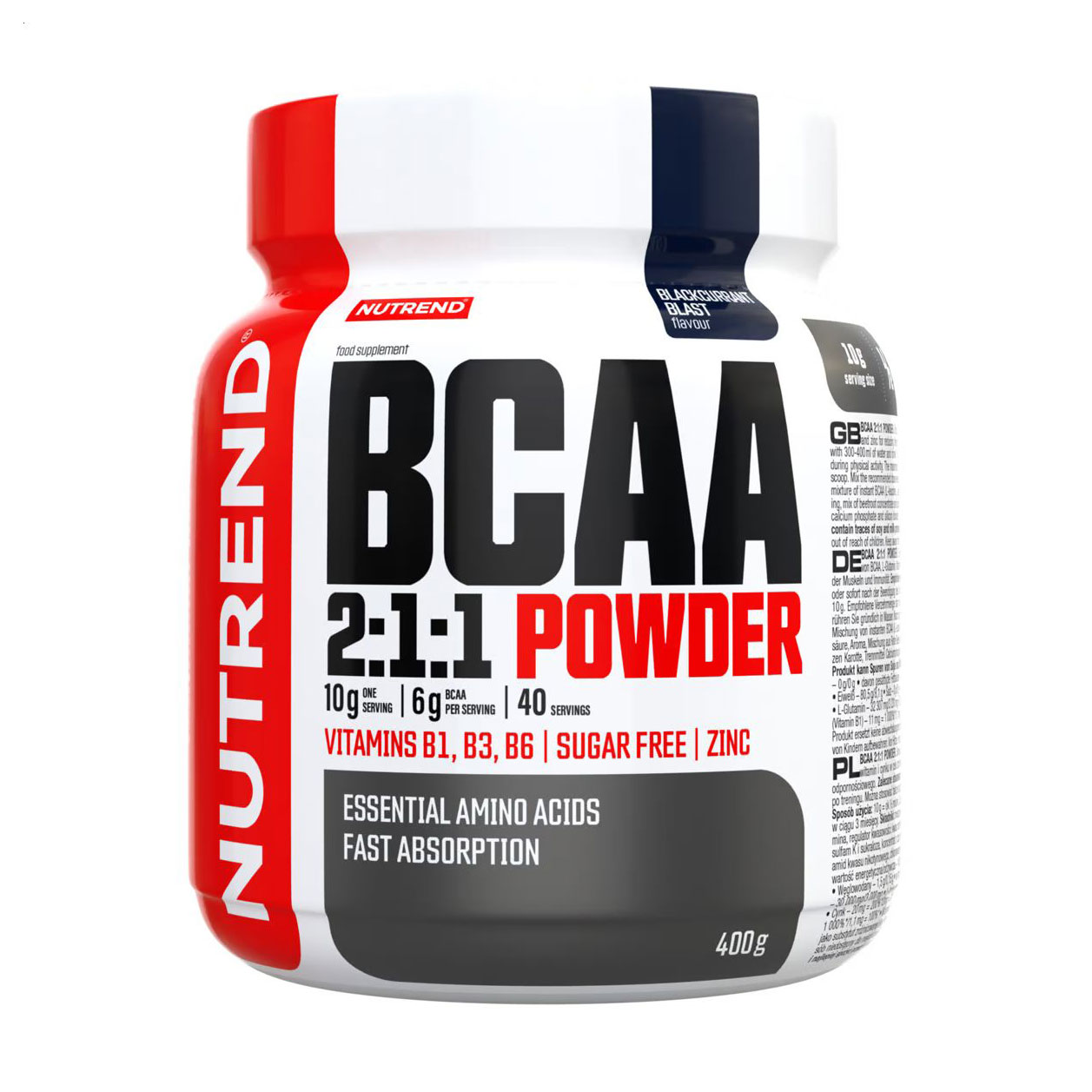 Амінокислота Nutrend BCAA 2:1:1 Powder в порошку, зі смаком чорної смородини, 400 г